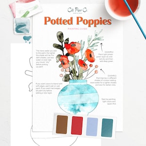Potted Poppies watercolor painting kit/watercolor packet kit/kids crafting kit/adult painting kit/botanical watercolor paint kit