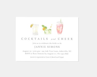 Cocktails and cheer invitation/bridal brunch/wedding brunch/wedding shower invite/shower invitation/cocktail party invitation/bridal shower