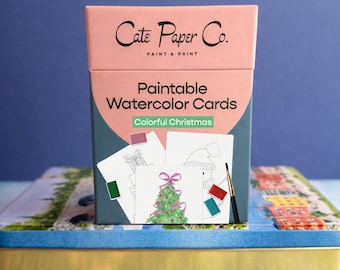 Paintable Watercolor Card Deck - Colorful Christmas