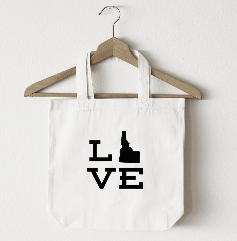 Love Idaho tote bagcustom totemarket bagcanvas shopping bagstate totemarket tote reuseable bag Idaho state bag gold glitter