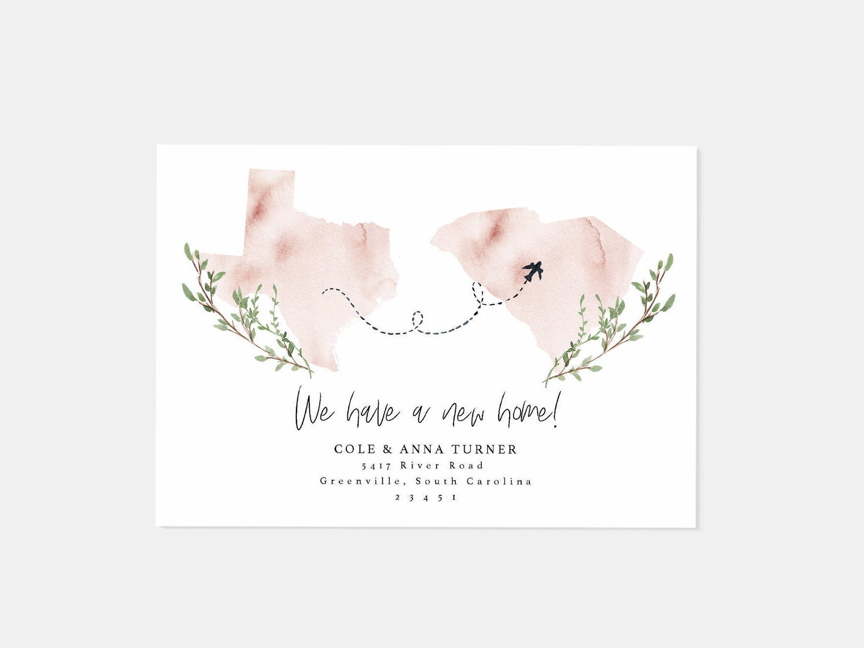 US states moving announcement card/new home/just moved card/new house/new address card/new home announcement/just moved/housewarming card