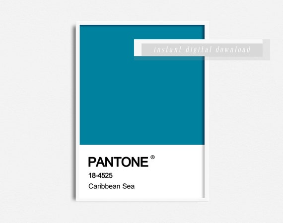 Pantone Farbe Druck Karibischen Meer Blau Des Etsy 