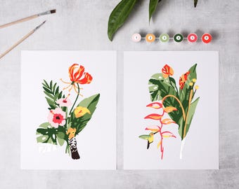 Tropical Garden paint by number kit/painting kit/craft/adult coloring/decor diy