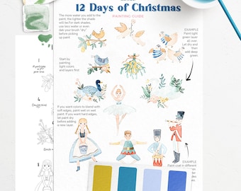 12 Days of Christmas watercolor painting kit/watercolor kit/crafting kit/adult painting kit/christmas watercolor paint kit