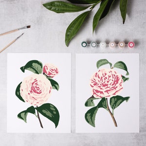 Camellia Blooms paint by number kit/color by number kit/custom paint by number/kids crafting kit/adult coloring kit/canvas paint by number