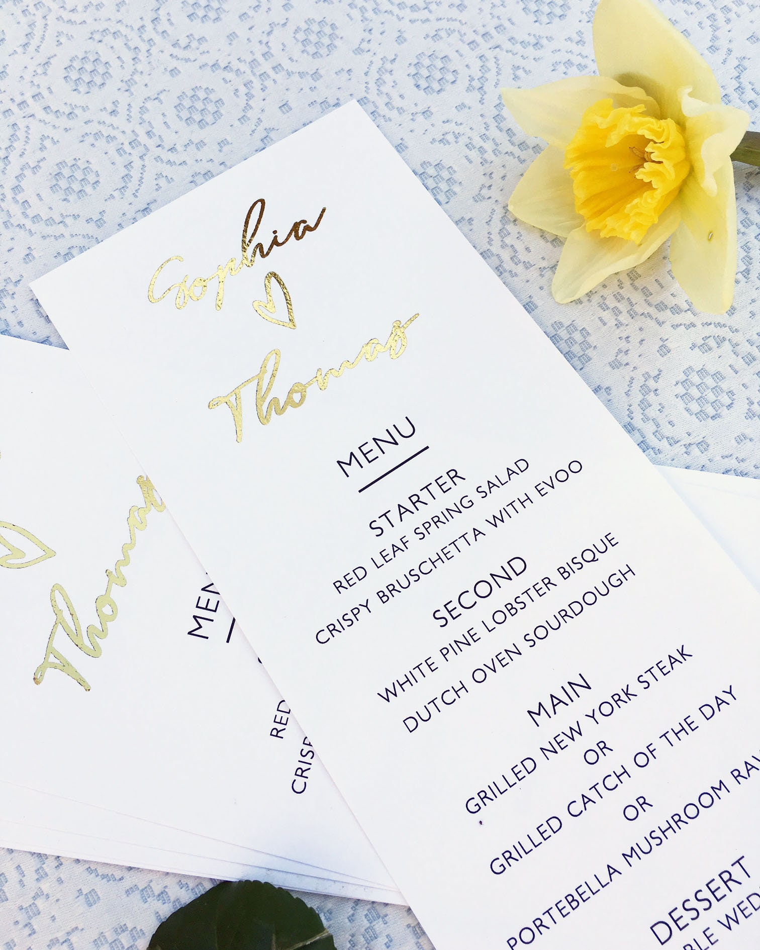 Gold foil menu card/dinner menu/wedding menu/wedding menu Etsy