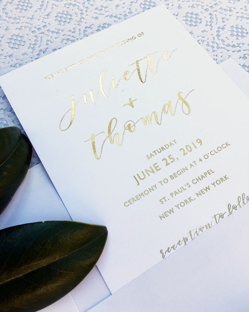 Gold foil wedding invitation suite / gold wedding Etsy