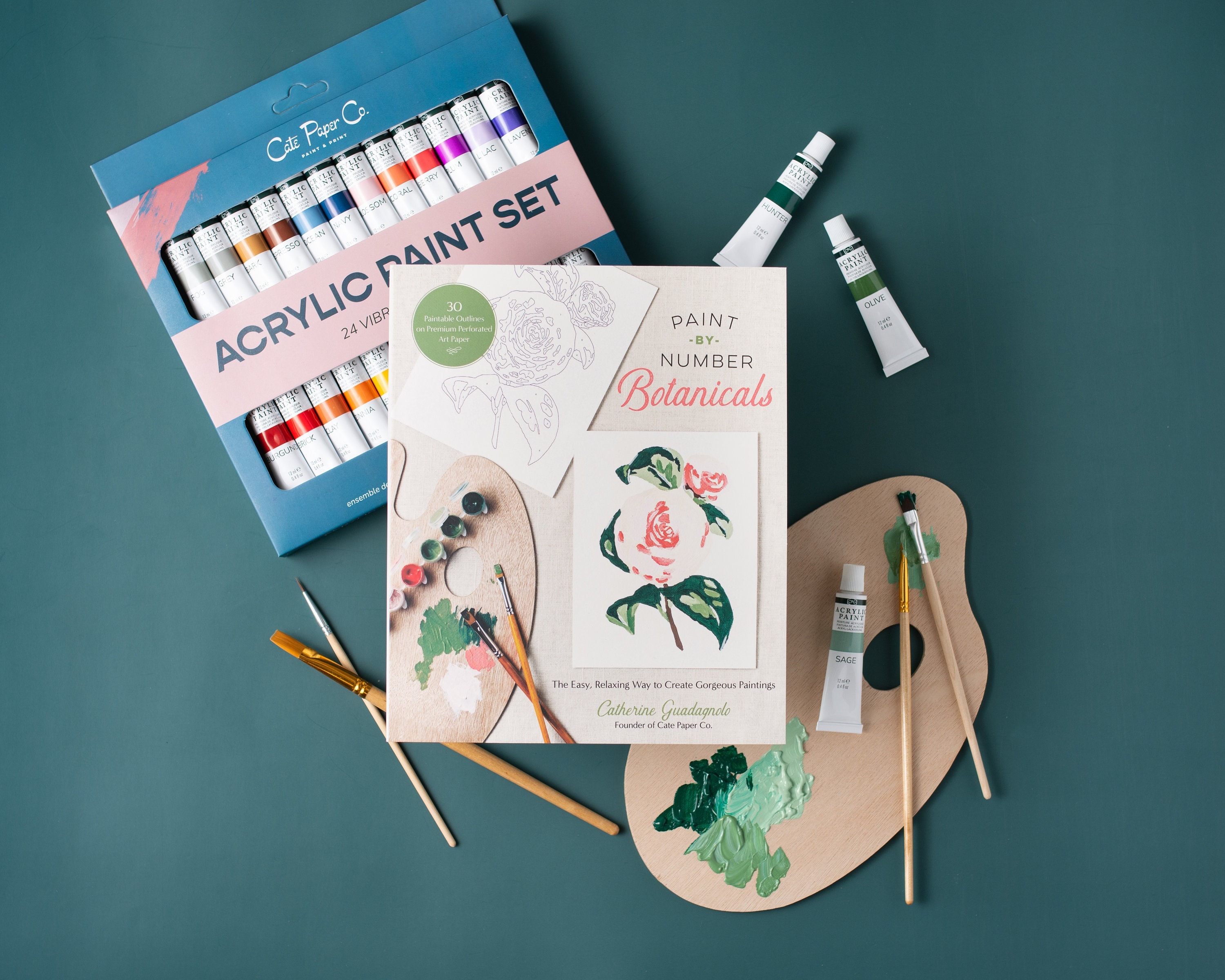 Paint-by-number Botanicals Book and Paint Set - Etsy