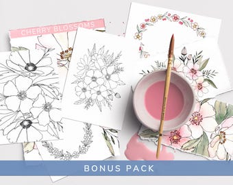 Watercolor kits bonus packs/ watercolor kit additional outlines