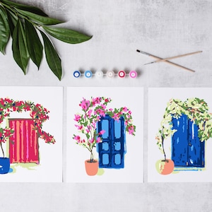 Colorful doors paint by number kit/colorful doors paint by number kit/mothers day gift/craft kit/adult coloring kit/modern paint by number