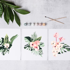 Tropische Blumen Malen nach Zahlen Set/ Tropische Farben nach Zahlen Set/ modernes Malen nach Zahlen/ buntes Malen nach Zahlen Set/ modernes Malen nach Zahlen