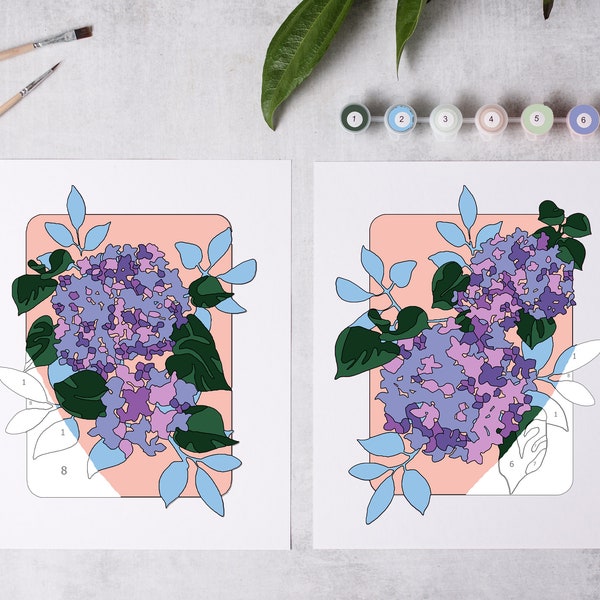 Hydrangea Paint by Number Etsy