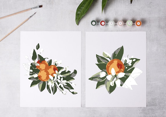 Orange Blossom Paint by Number Kit/color by Number Kit/mothers Day