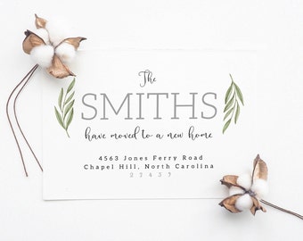 Green leaf moving announcement card/new home/just moved card/new house/new address card/new home announcement/just moved/housewarming card