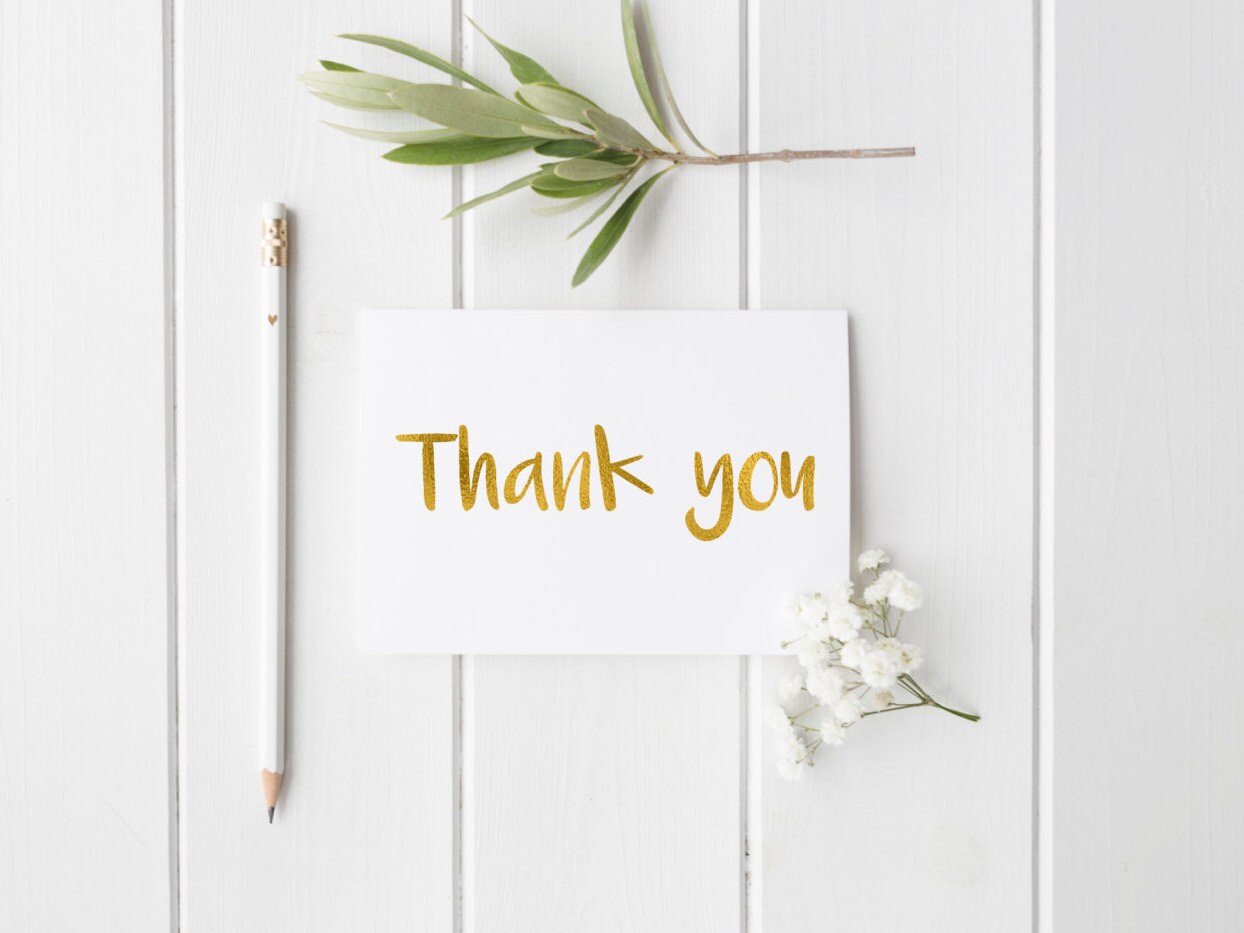 Thank You gold foil card/thank you card/ thanks/ grateful card Etsy