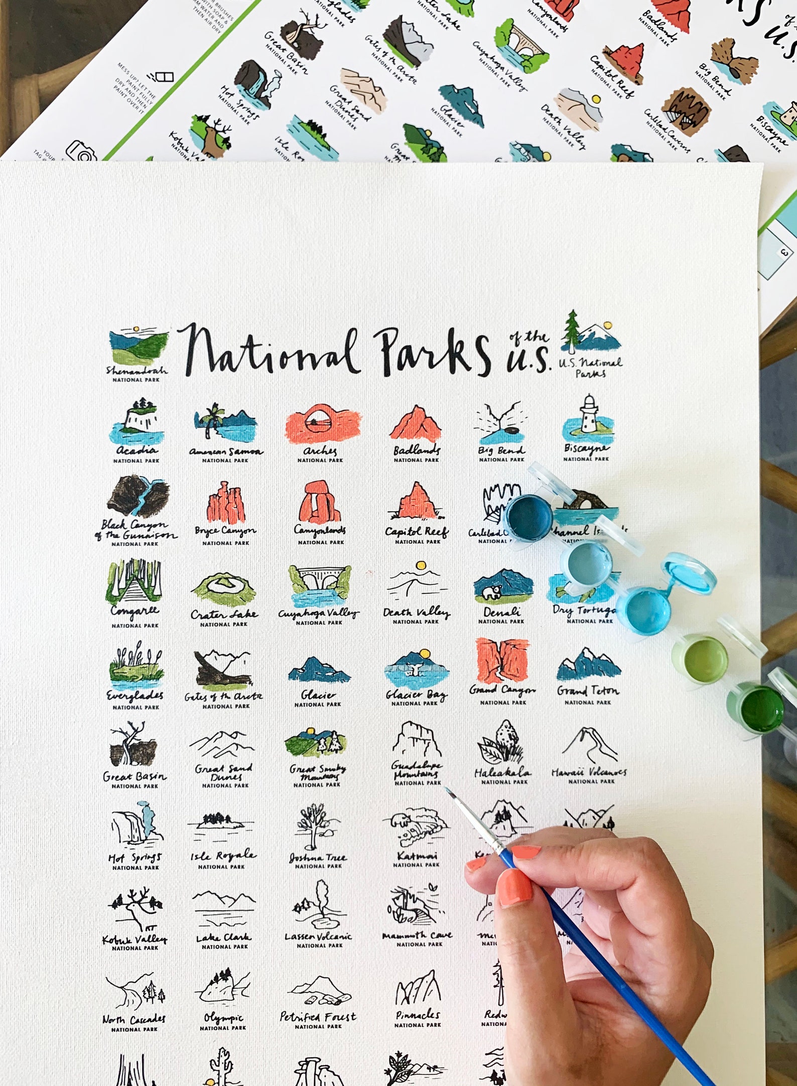 National Parks Paint by Number Kit/color by Number Kit/custom Etsy