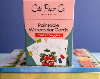 Paintable Watercolor Card Deck - Fruits and Veggies