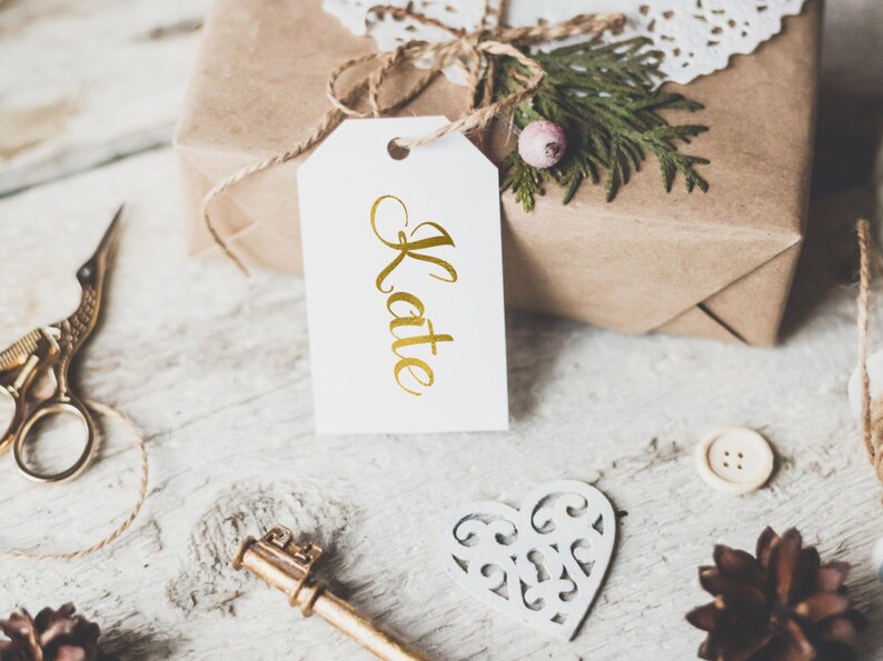 Personalized name gold foil gift tag / personalized favor tag /gold foil holiday gift tag/ custom gift tag / personalized gift tag image 2