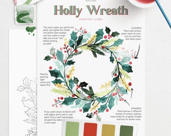 Holiday wreath watercolor painting kit/watercolor packet kit/kids crafting kit/adult painting kit/christmas wreath watercolor paint kit