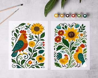 Flock and Flowers paint by number kit/painting kit/craft/adult coloring/decor diy