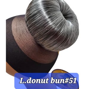 Salt and Pepper #280 , # 51  black with grey mix  hair dome wiglet bun chignon Braided donut bun dome  Updo style