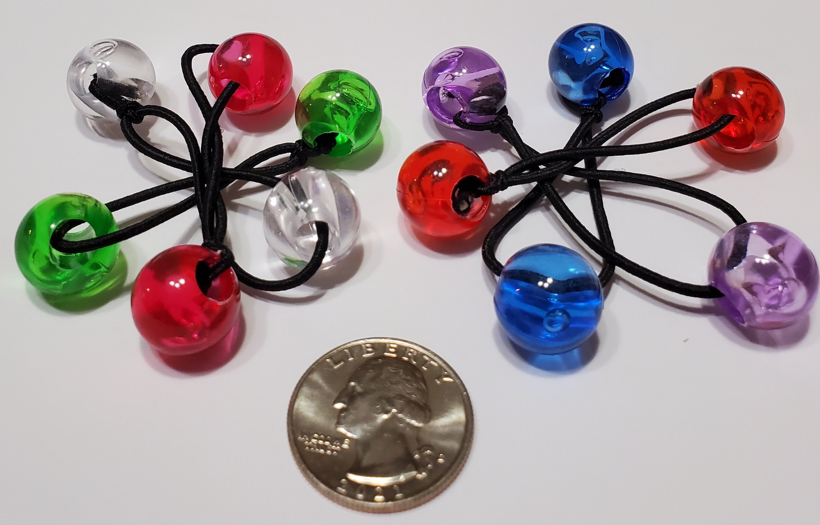 Lazos Para El Pelo De Colores Con Bolitas - Scrunchies Elásticos Para Niñas Rosa Y Verde
