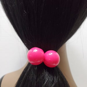 buy 1 get 1 free kid girl  Knocker Balls green red yellow Jumbo Bead Hair Tie Elastic Hair Tie Jumbo Bobbles Ponytail Holder scrunchies