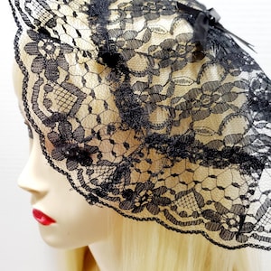 Lace Church Hat, Chapel Prayer Cap Comb Attached one size black purple red blue white color