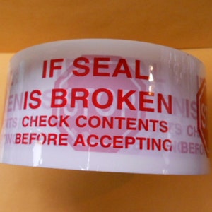 If Seal Is Broken Red Lettering printed secure box Carton Sealing 2 inch Tape White Carton Sealing Tape