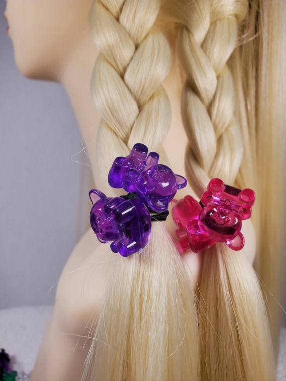 8 Pcs Green Pink Bear Hair Ball Kid Scrunchie Jumbo Bead  display picture 1