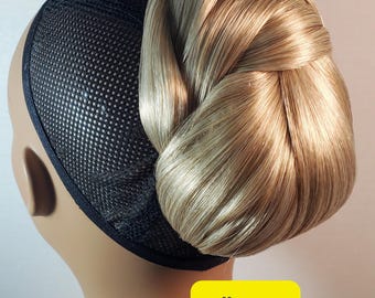 Peinado de novia, tocado de boda, moño despeinado elástico sintético, donut para mujer, extensión de moño, creador de moños de cabello falso, cabello