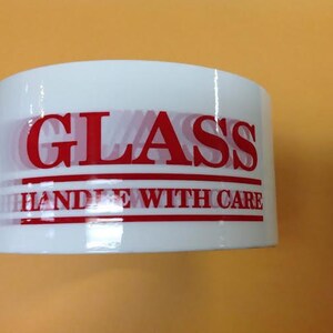 Glass handle with care Lettering printed secure box Carton Sealing 2 inch Tape White Carton Sealing Tape