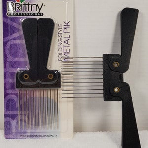 buy 1 get 1 free black color  man woman  Fold Pocket Travel DETANGLE metal AFRO Comb wig lift metal pik