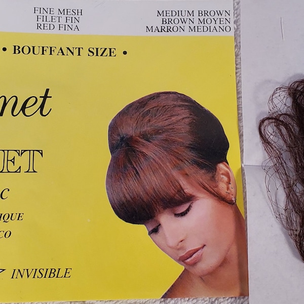 buy 1 get 1 free   Jac-O-Net  # 255  Bouffant size  Invisible retro thin fine mesh  Hair Net with elastic