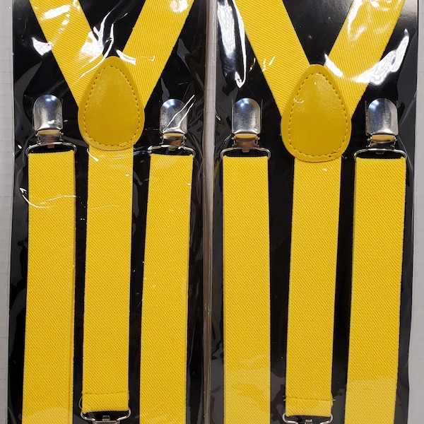 Adjustable Yellow Suspenders For Men & Women - Clip-On Style, Unisex Fashion Accessory