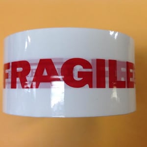 fragile handle with care red Lettering printed secure box carton sealing 2 inch tape white