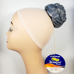 Salt and Pepper #280,#44 black with grey mix hair dome wiglet bun chignon Braided Chignon dome Up do hair dome
