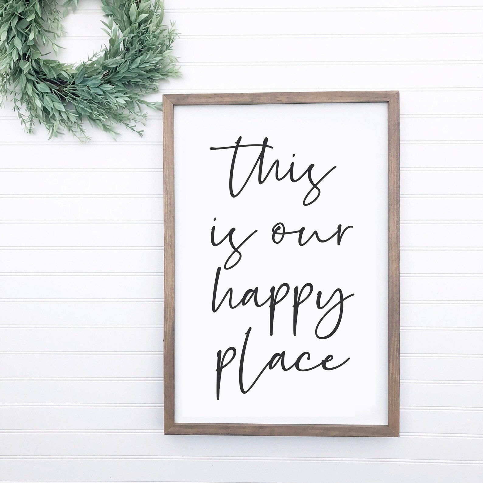 This is Our Happy Place Sign Living Room Wood Sign Rustic Etsy