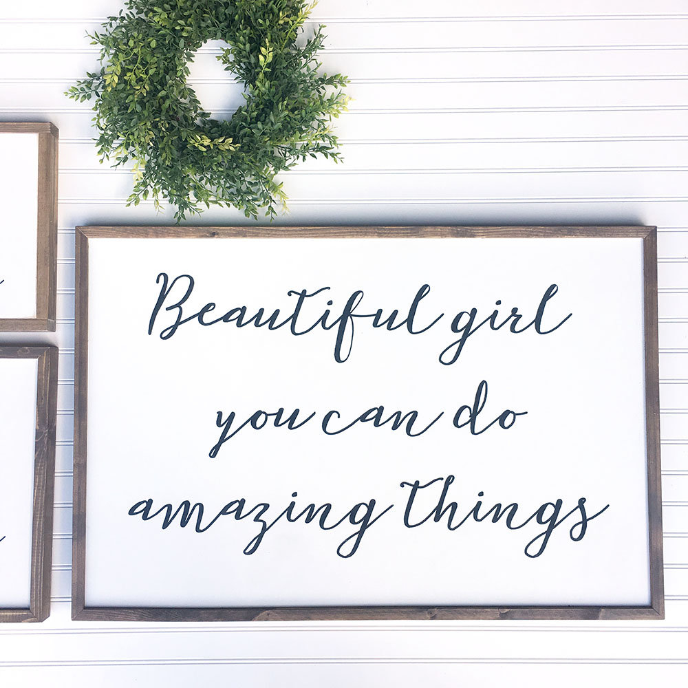 Panneau en Bois Encadré, Belle Fille Que Vous Pouvez Faire Des Choses Incroyables, Décor de Ferme, D