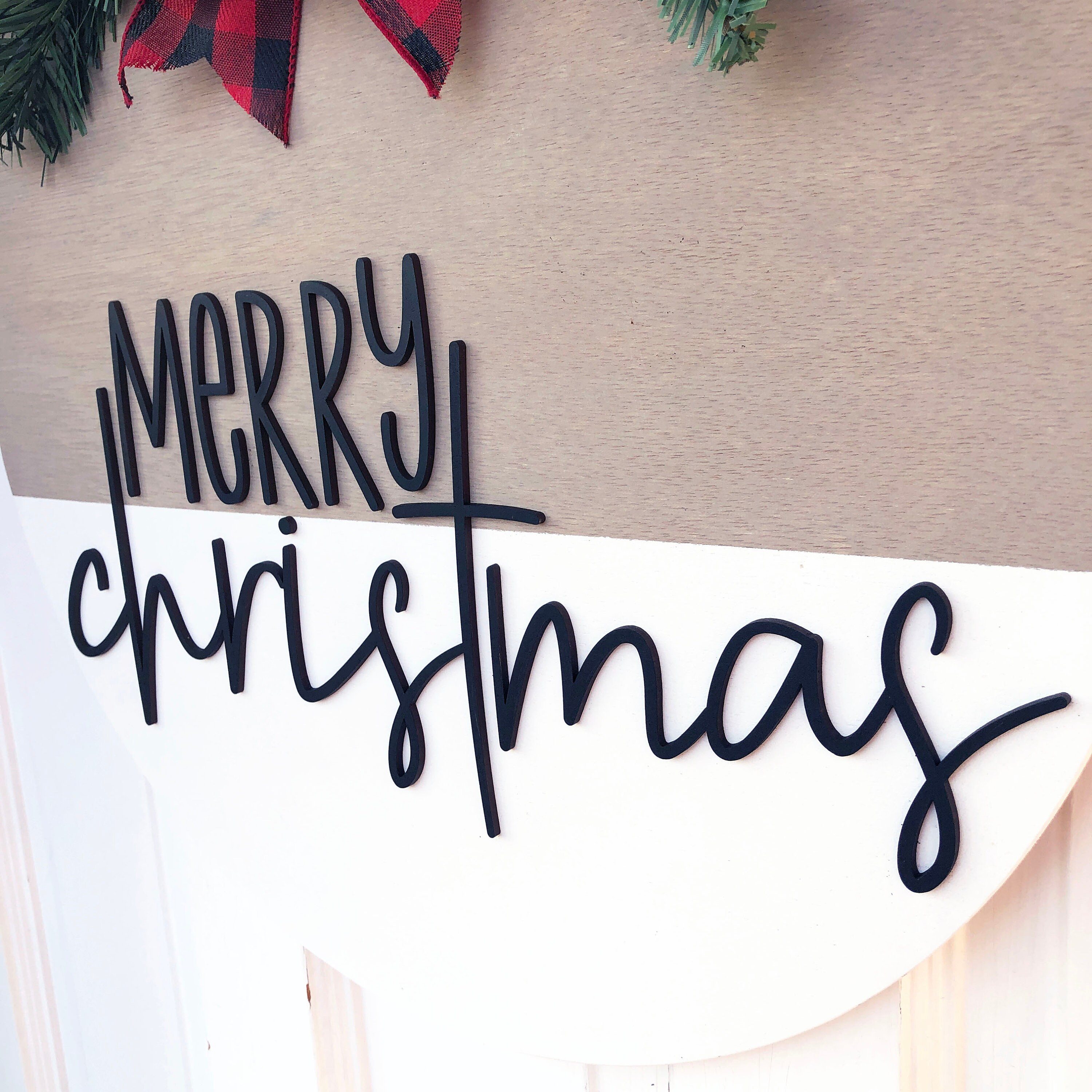 Merry Christmas Door Hanger Round Door Hanger Front Door | Etsy