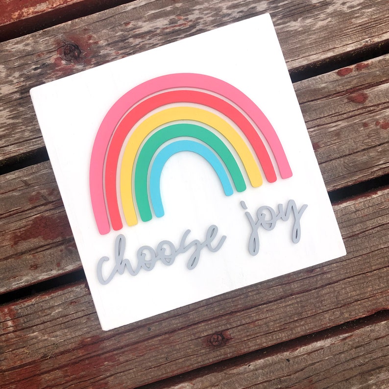 Choose Joy Rainbow 3D Wood Sign Rainbow Baby Nursery Decor  Etsy