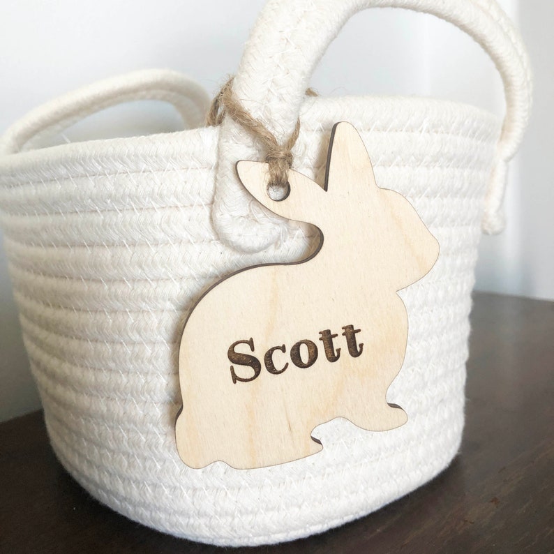 Personalized Easter Basket Tag Easter Bunny Place Cards Wood Etsy
