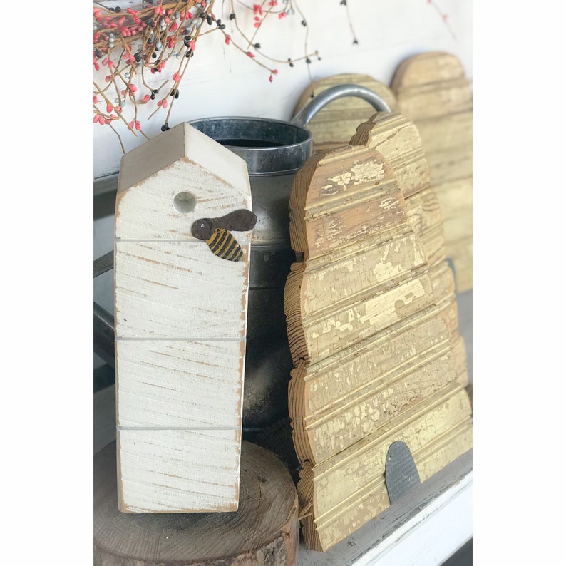 Bee hive wood decorbee party centerpiece bee housetier displaybee decor bee decoration bee bee party garden decor bee hive