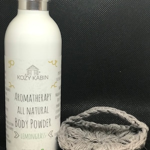 Natural Body powder,talc free,corn free,essential oils,aromatherapy,natural deodorant,baby powder,powder puff,vegan body powder, bath powder image 1