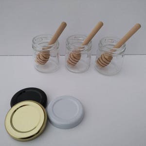 15 honey jar favors with dippers,mini honey dipper,mini mason jar,glass clear jar,1.5 oz jars,mini dippers,honey favors,bulk jars,honey pot