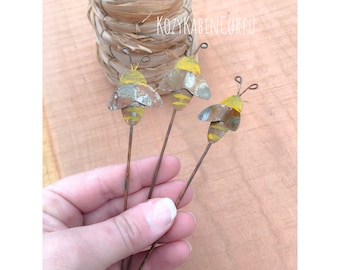 3 tin bees,bee decor,bee centerpiece,honey bee, bee party,bee baby shower,honey favor, bee supplies,bumble bee party,bee gender reveal