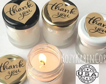 18 Wedding favors, candle favors, mini favors, mini candles, soy candles,thank you gifts, with labels,bridal shower favors,baby shower favor