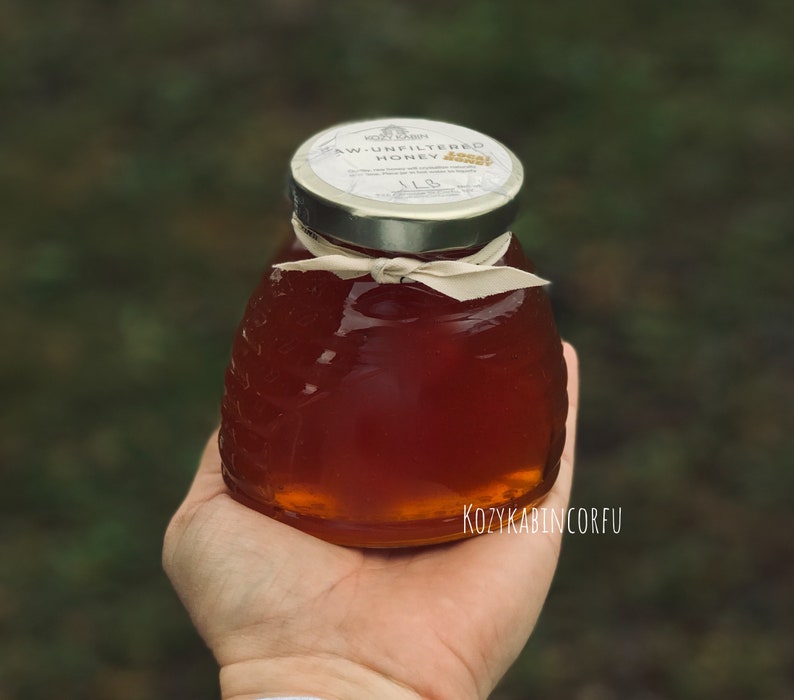 Raw honey,bulk honey,pure honey, unfiltered honey, local honey, glass, wildflower honey, Kozy kabin image 3