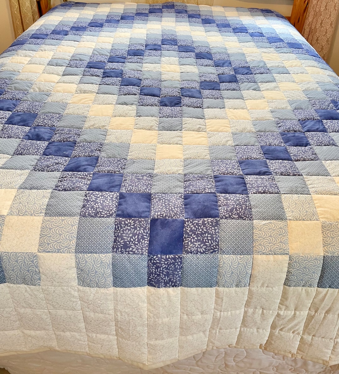 Blue Trip Around the World, Trip Around the World, Blue Quilt, Vintage ...