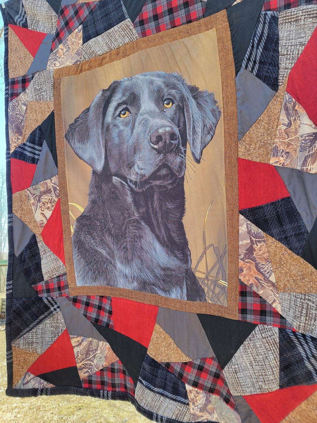Black Labrador Personalized Quilted Blanket